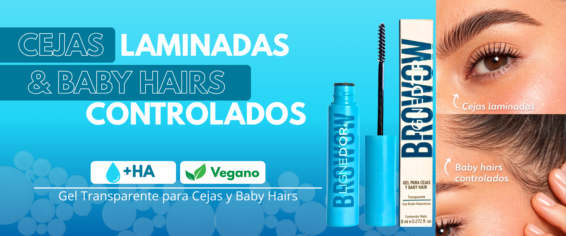 Gel transparente para cejas y baby hairs | laminado de cejas con acido hialuronico | gel transparente de Ligne D´or | Azzoc