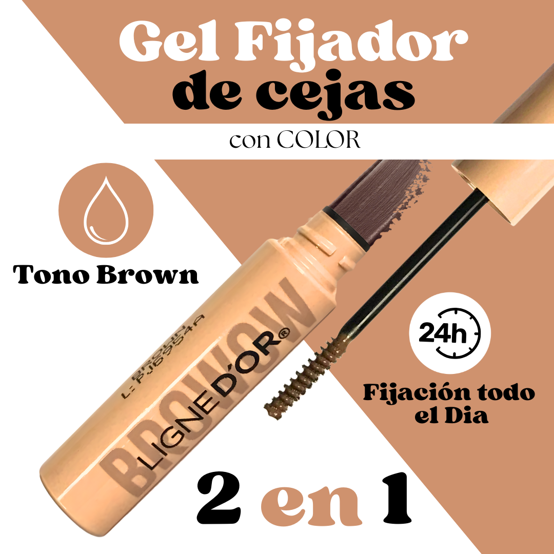 Gel Fijador de Cejas y Baby Hair de Ligne D´or con Ácido Hialurónico tono Brown Azzoc