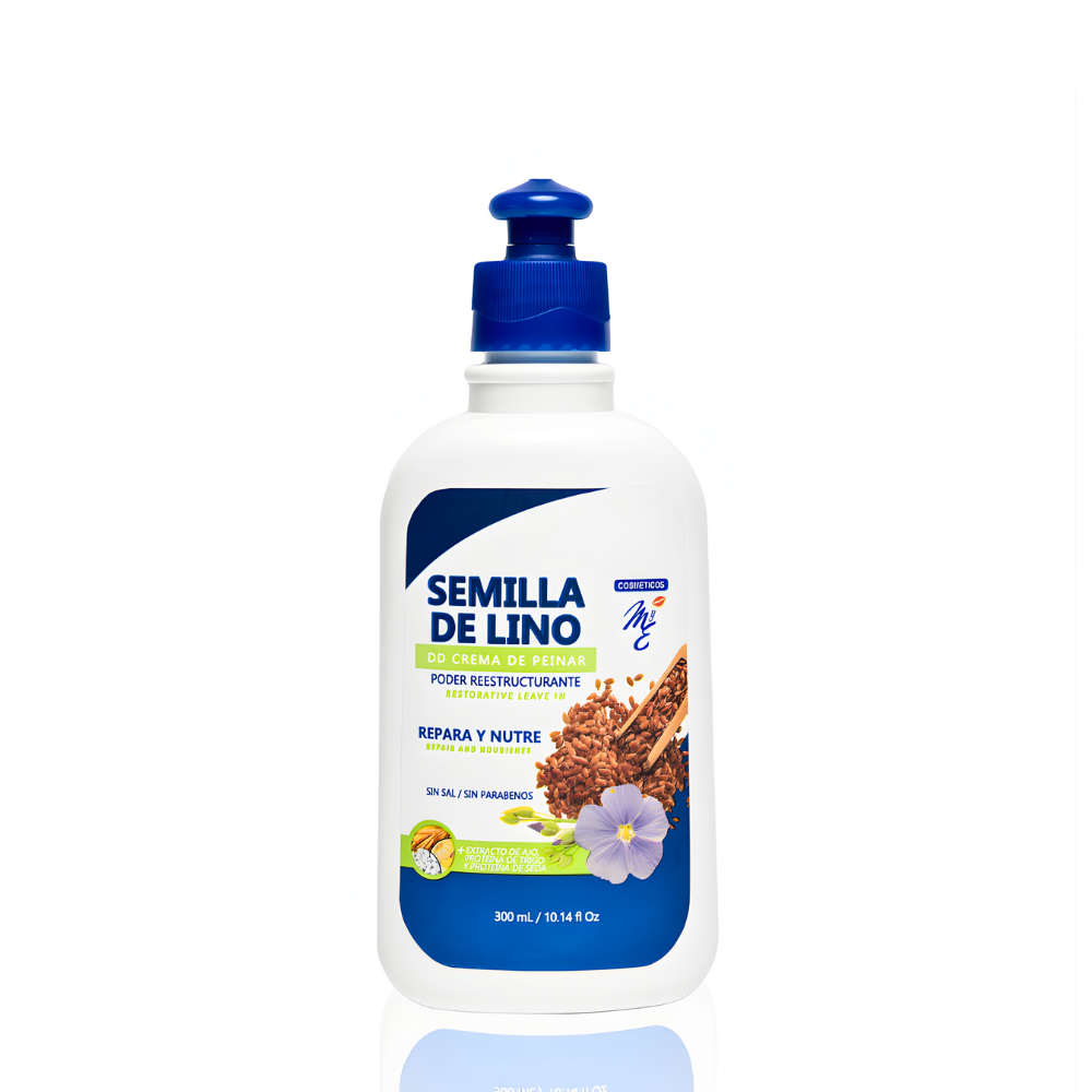 Crema para Peinar con Semillas de Lino desenreda facilmente dejando el cabello hidratado nutrido y reparado