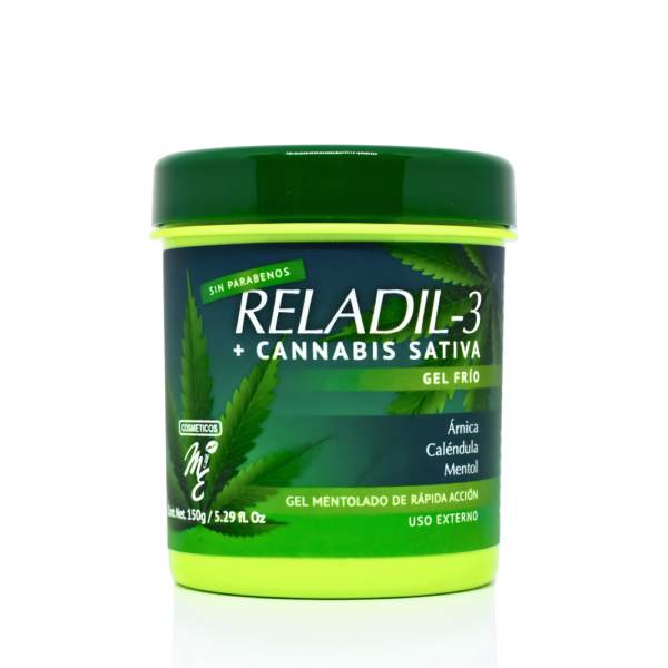 Gel Reladil-3 pote x150g Gel Frío RELADIL-3 Mye Cosméticos con Cannabis Sativa Árnica Caléndula y Mentol pote x150g