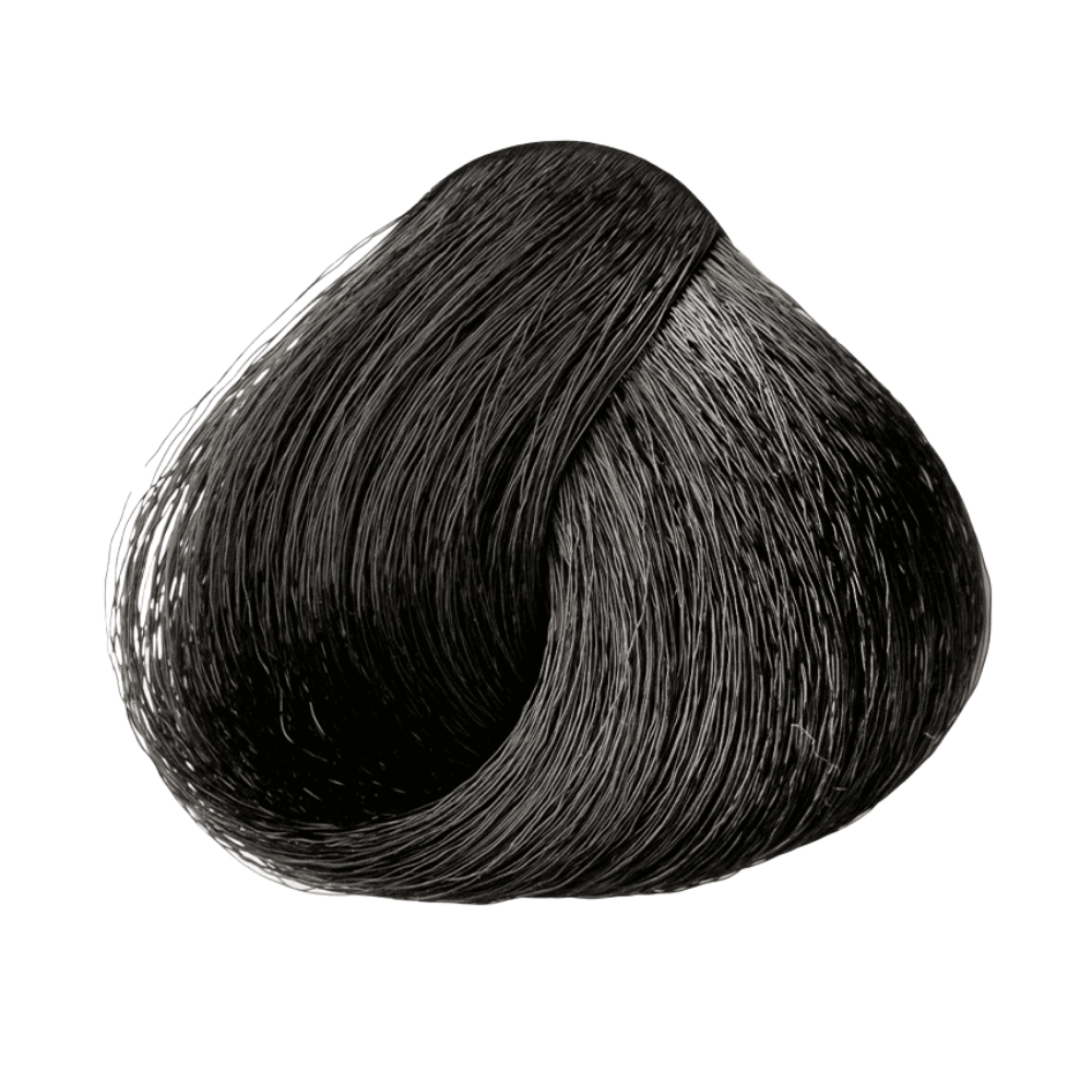 Muestra del tinte 1.0 negro intenso en cabello