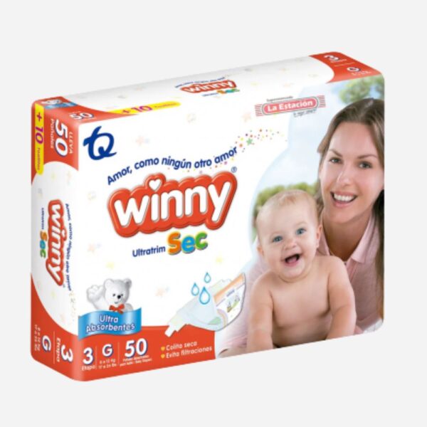 Winny etapa 3. Pañales talla G. Winny 50 unidades. Ultratrim Sec bebé. Pañales Winny G.