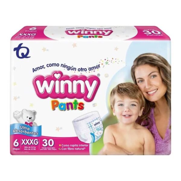 Pañales Winny grandes Winny etapa 6 Calzoncillos absorbentes Winny Pañales XXXG 30 Winny Pants activos