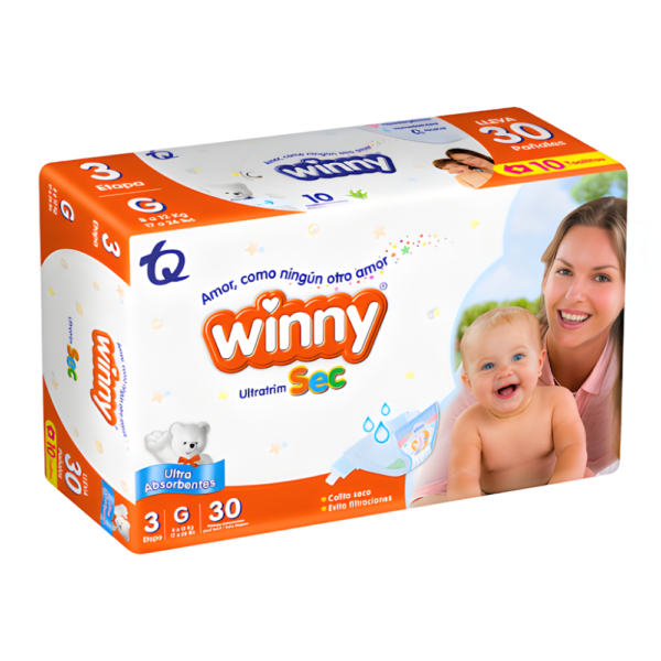 Winny etapa 3 Pañales talla G. Winny 30 unidades. Ultratrim Sec bebé. Pañales Winny G.