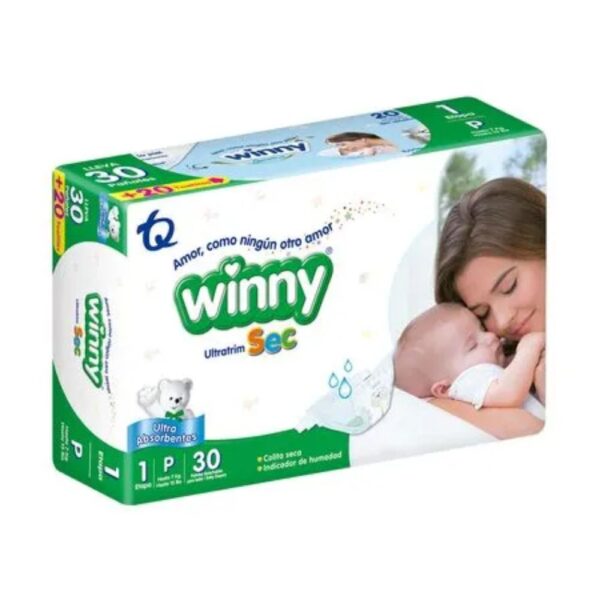 Winny recién nacidos Pañales etapa 1 Ultratrim Sec newborn Winny talla P Pañales absorbentes bebé