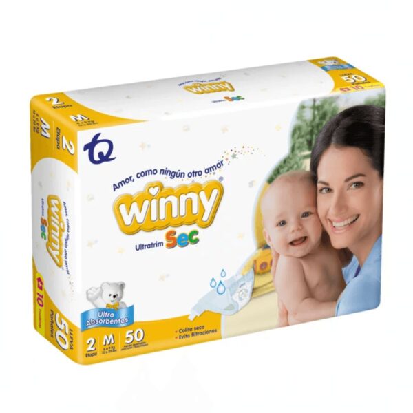 Winny etapa 2. Pañales Ultratrim Sec. Winny 50 unidades. Bebé etapa 2 Winny. Pañales sec Winny.