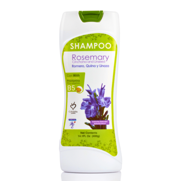 Shampoo con romero quia y linaza para el crecimiento capilar brillo y sedocidad