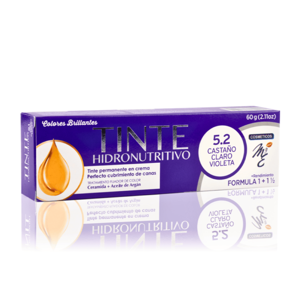 Tinte Hidronutrtivo 5.2 castaño claro violeta Mye con Aceite de Argán y Ceramidas Cobertura Canas