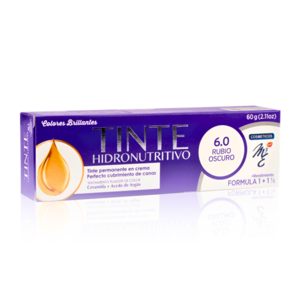 Tinte Hidronutrtivo 6.0 rubio oscuro Mye con Aceite de Argán y Ceramidas Cobertura Canas