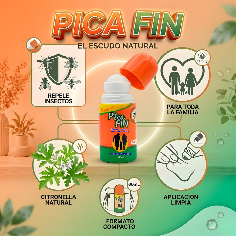 Repelente PicaFin en rollo-on azzoc repelente pica fin presentación roll-on con aloe vera y fragancia a citronela