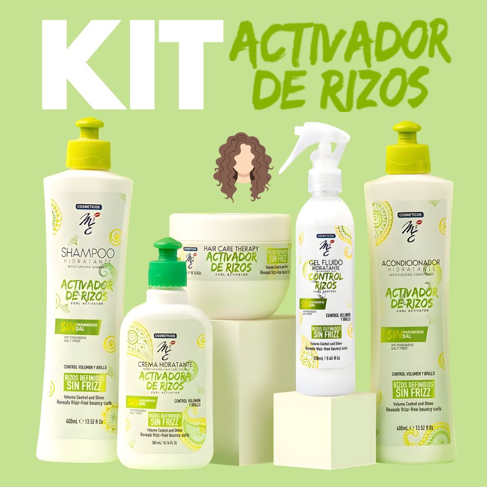 Kit capilar activador de rizos, rizos hidratados con volumen sin friz ni pesades azzoc