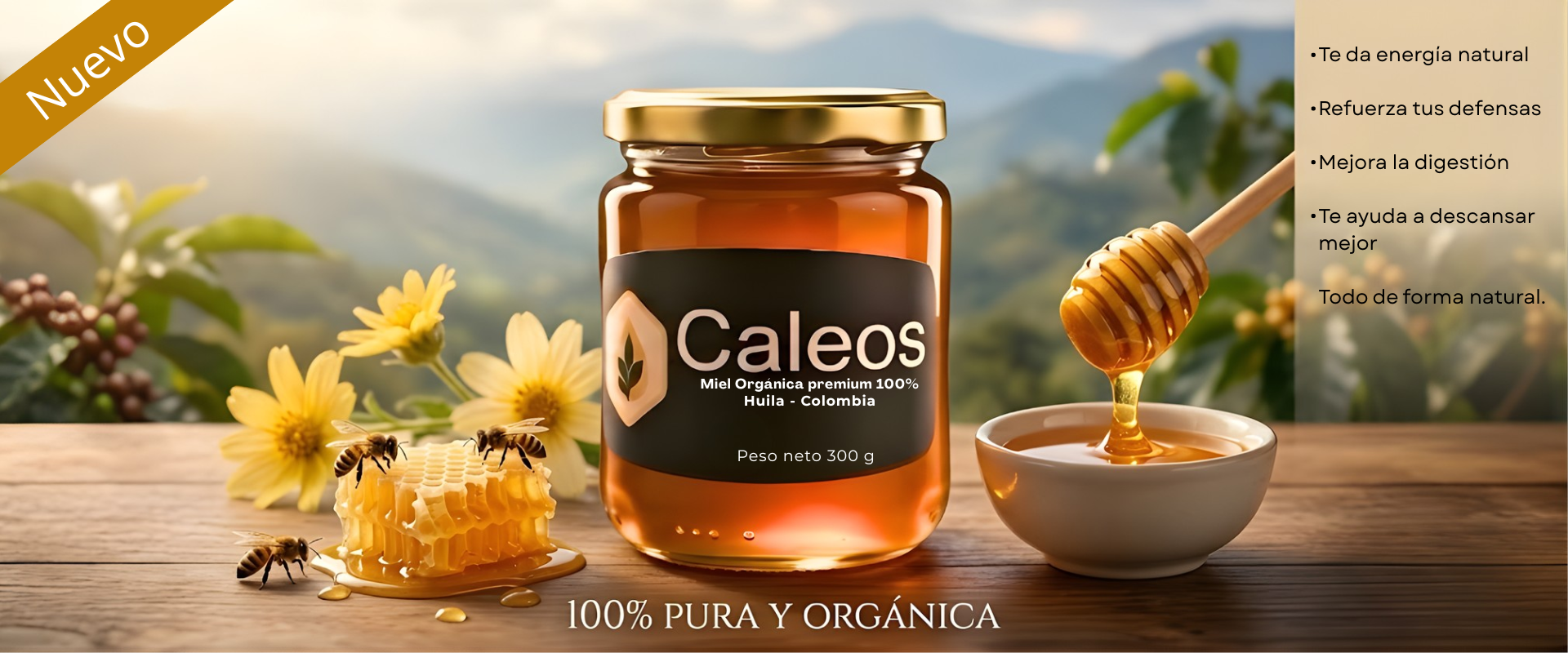 miel pura de abejas 100% orgánica en azzoc